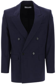 Ami Alexandre Matiussi Wool Serge Double Breasted Blazer   Blue