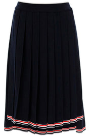 Thom Browne Knitted Pleated Midi Skirt   Blue