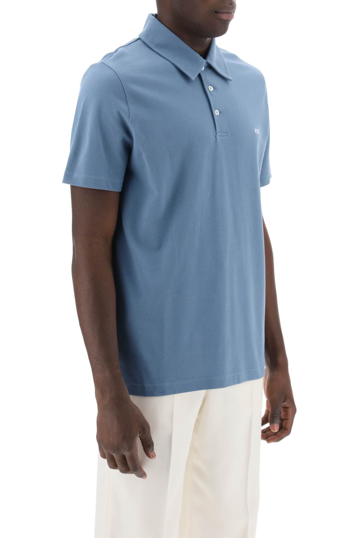 A.P.C. Austin Polo Shirt With Logo Embroidery   Light Blue