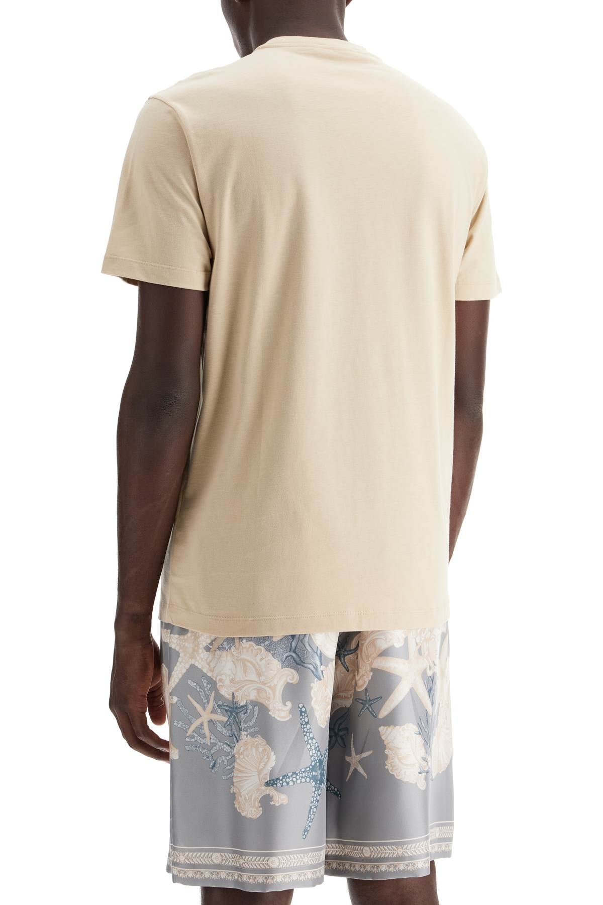 Versace Medusa Embroidered T Shirt   Beige