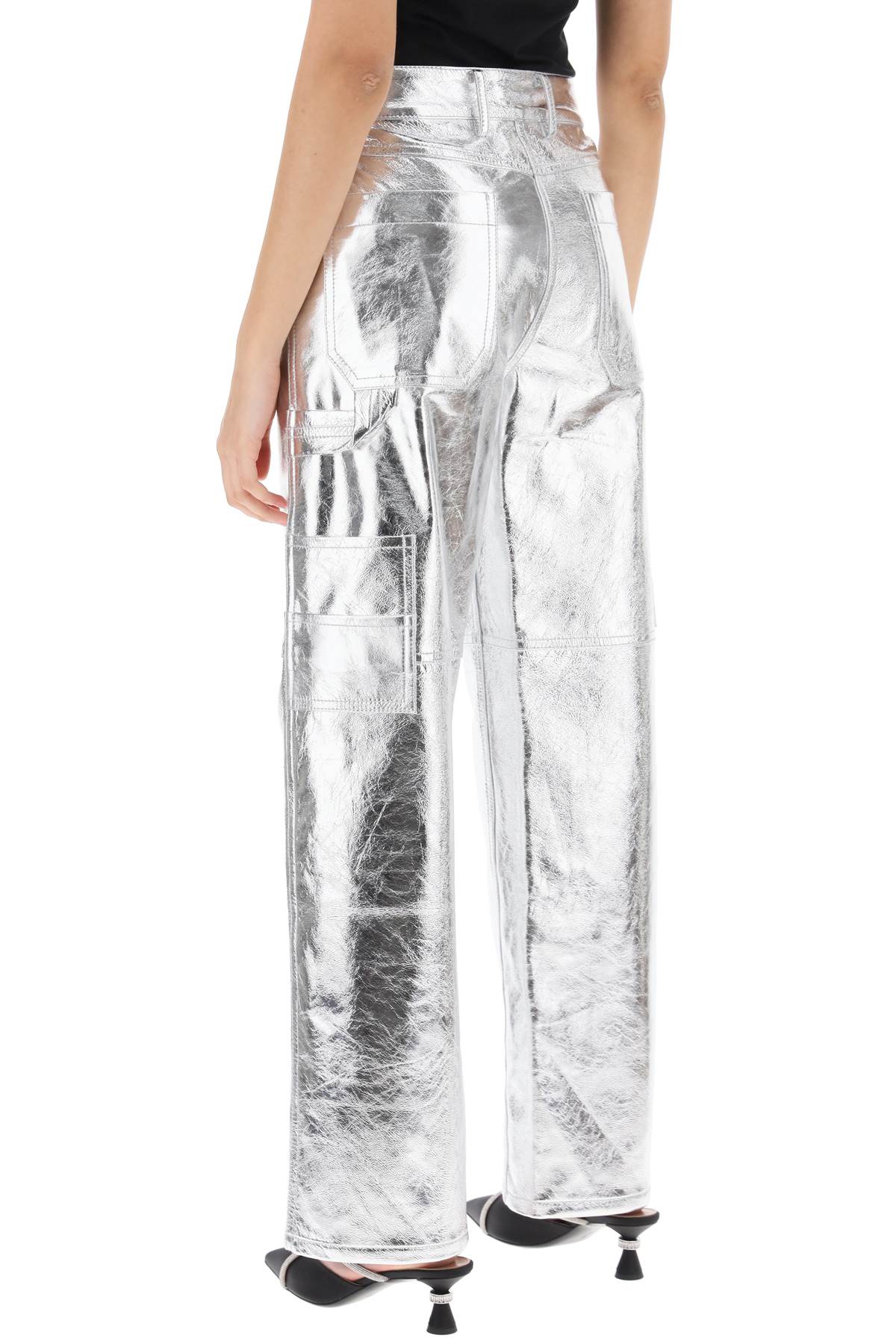 Interior Sterling Pants In Laminated Leather   Silver