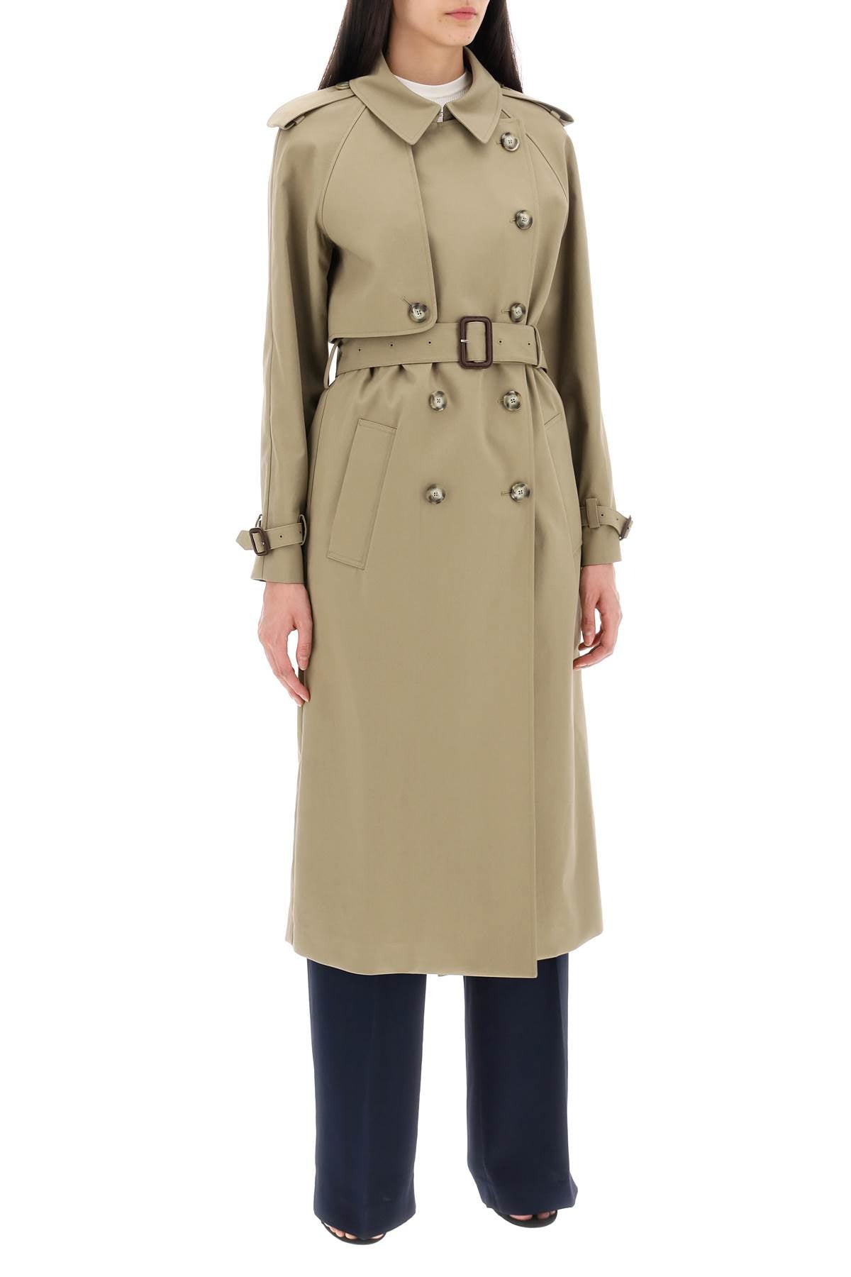 Stella Mc Cartney Sustainable Cotton Double Breasted Trench   Khaki