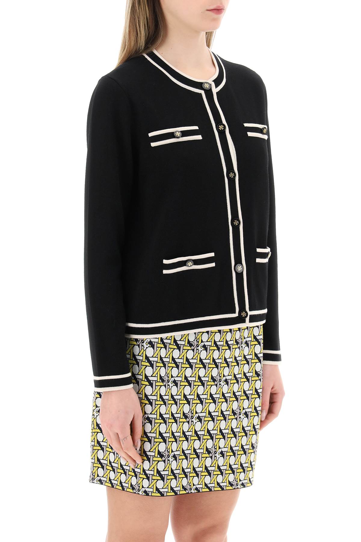 Tory Burch Kendra Merino Wool Cardigan   Black