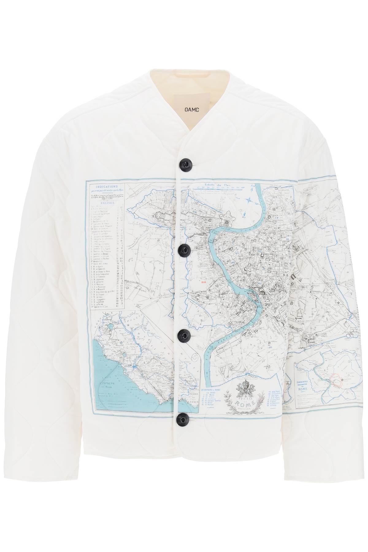 Oamc Combat Liner Printed Quilted Jacket   White