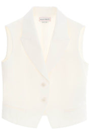 Alexander Mcqueen Cropped Viscose Twill Vest For   White