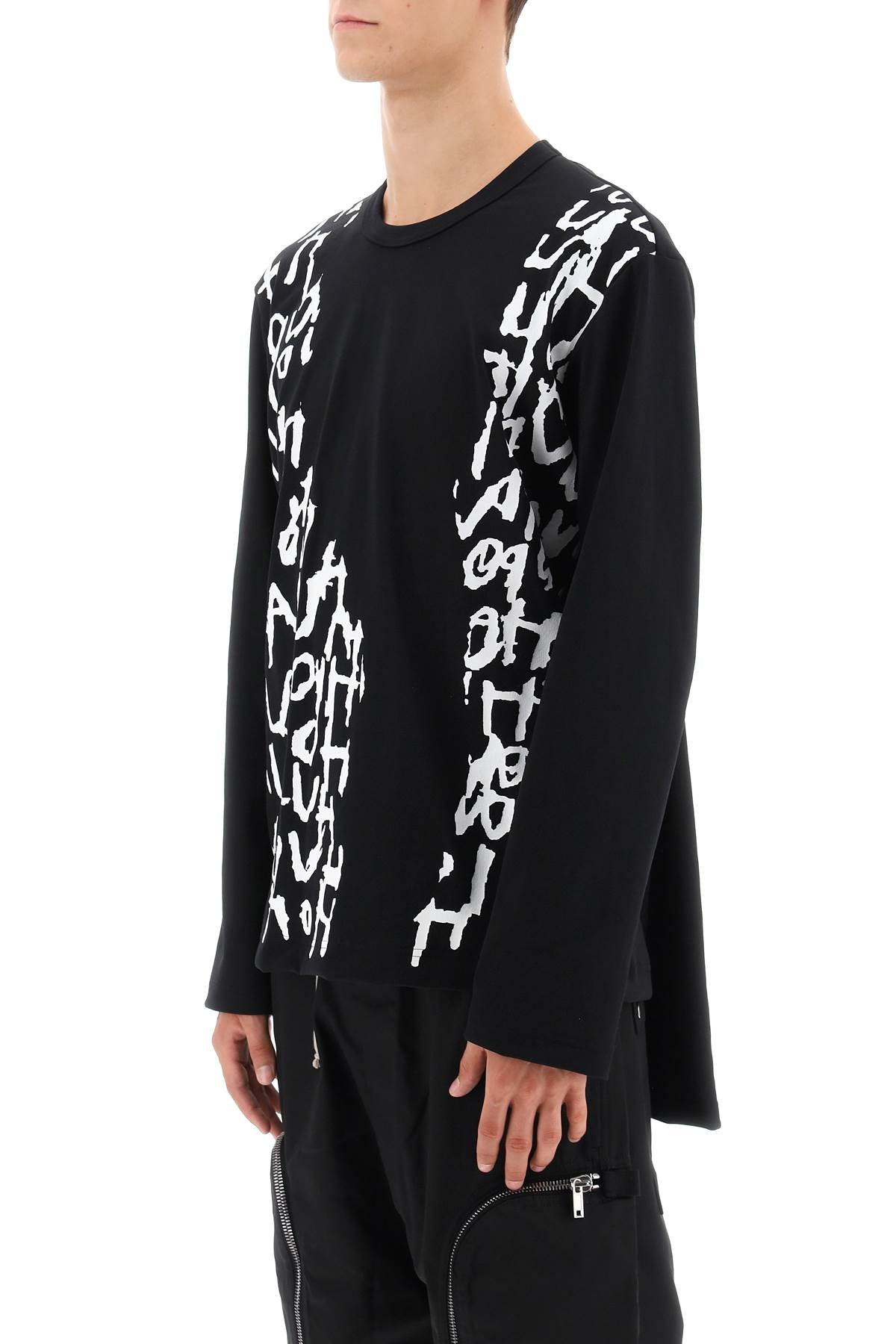 Comme Des Garcons Homme Plus Long Sleeve Printed T Shirt   Black