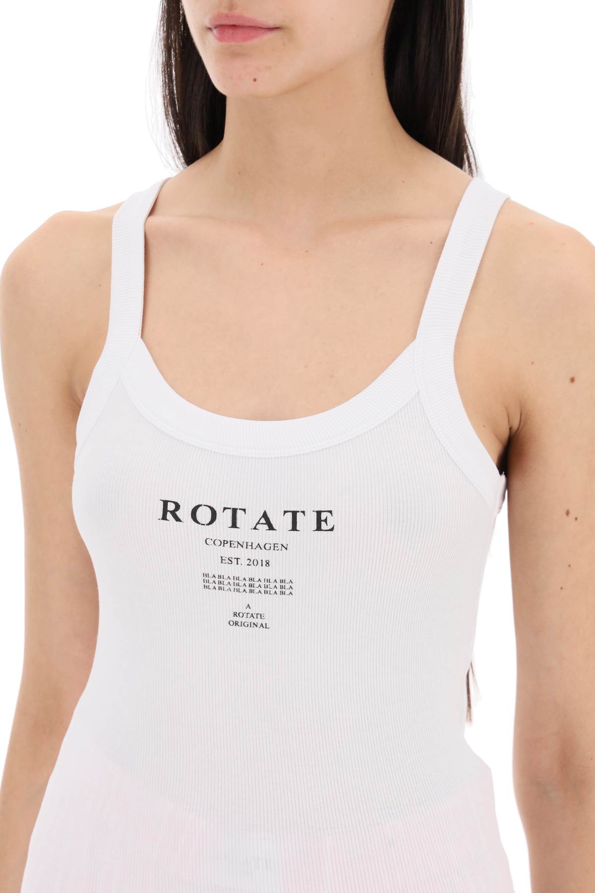 Rotate Ribbed Tank Top With Spaghetti   White