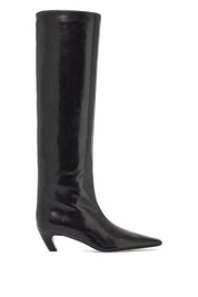 Khaite Davis Knee High Shiny Leather Boots   Black