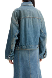 Haikure Denim Boxy Jacket With Spencer   Blue