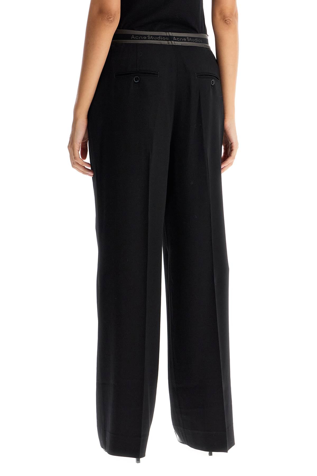 Acne Studios Wide Twill Pants With Elastic Waistband   Black