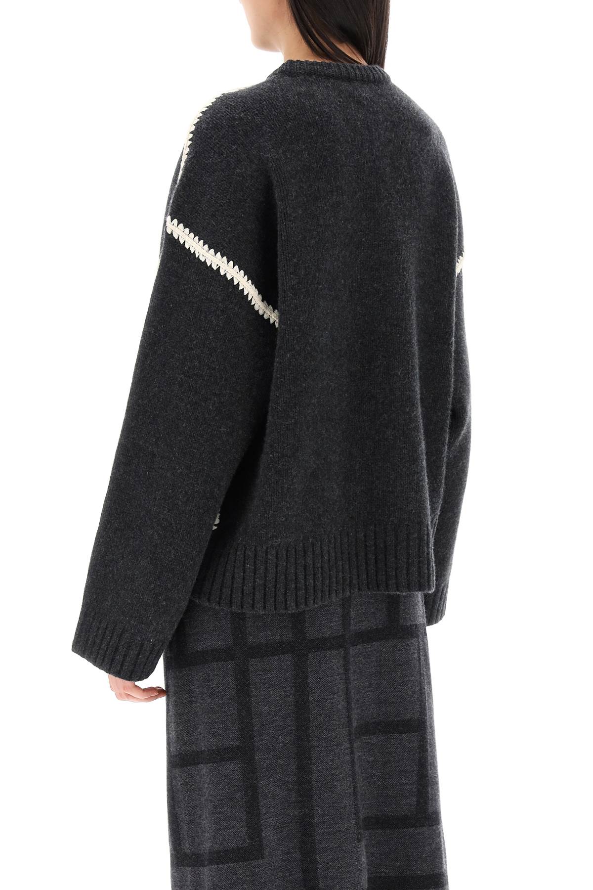 Toteme Sweater With Contrast Embroideries   Grey