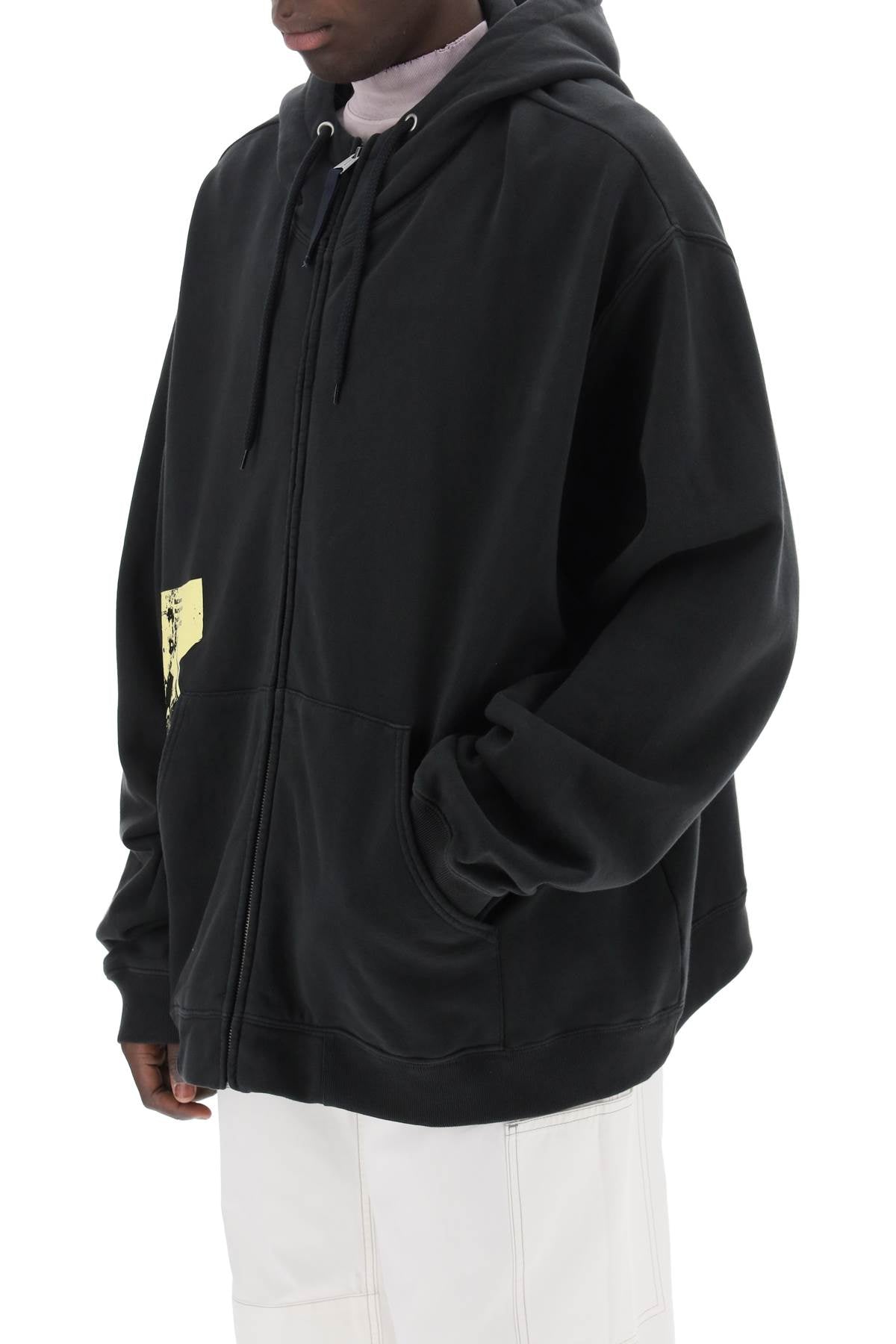 Maison Margiela Replace With Double Quotemaxi Zip Up Sweatshirt With   Black