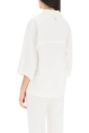 Agnona Linen Viscose Polo Blouse   White