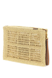 Tory Burch Ella Raffia Pouch   Neutral