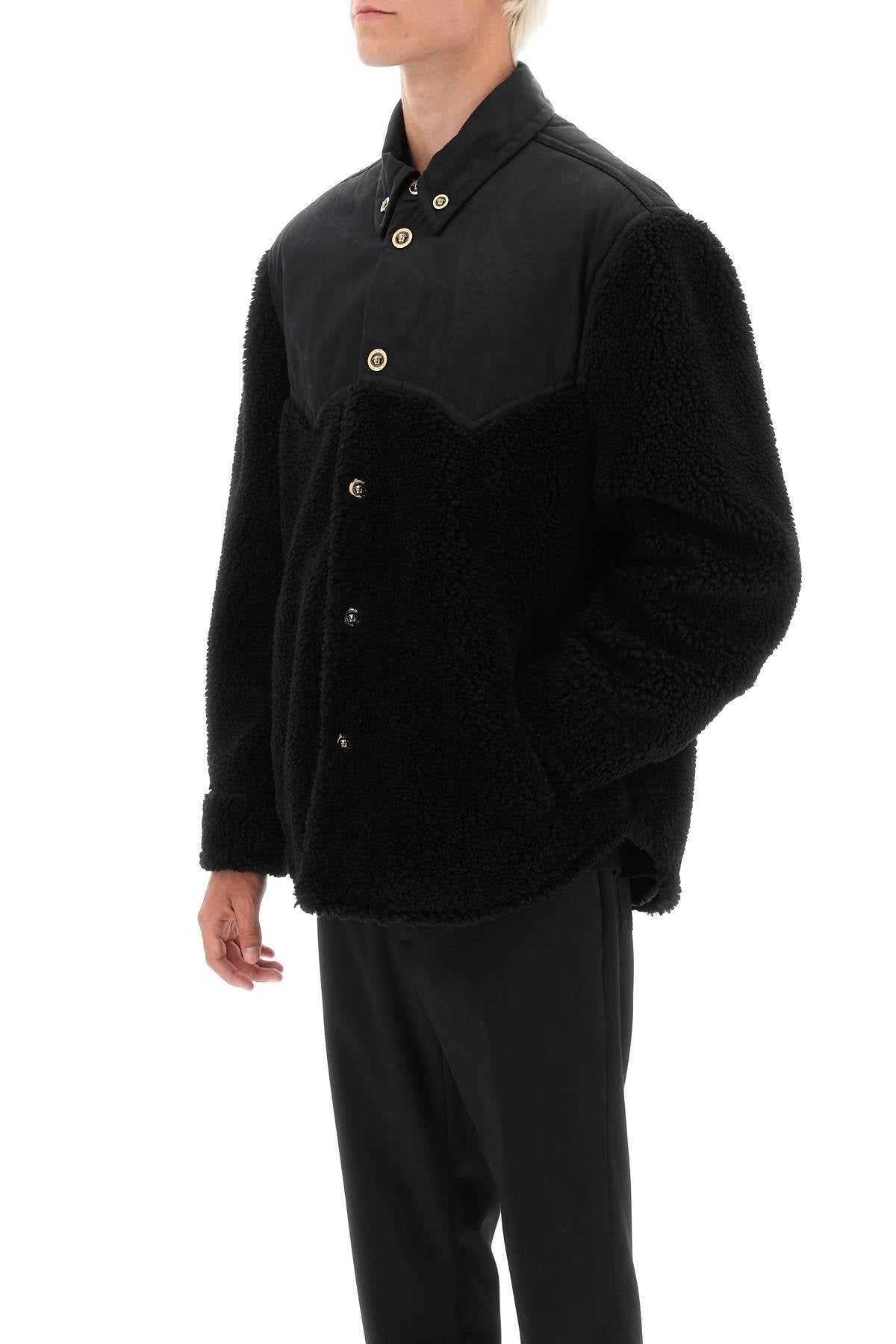 Versace Barocco Silhouette Fleece Jacket   Black