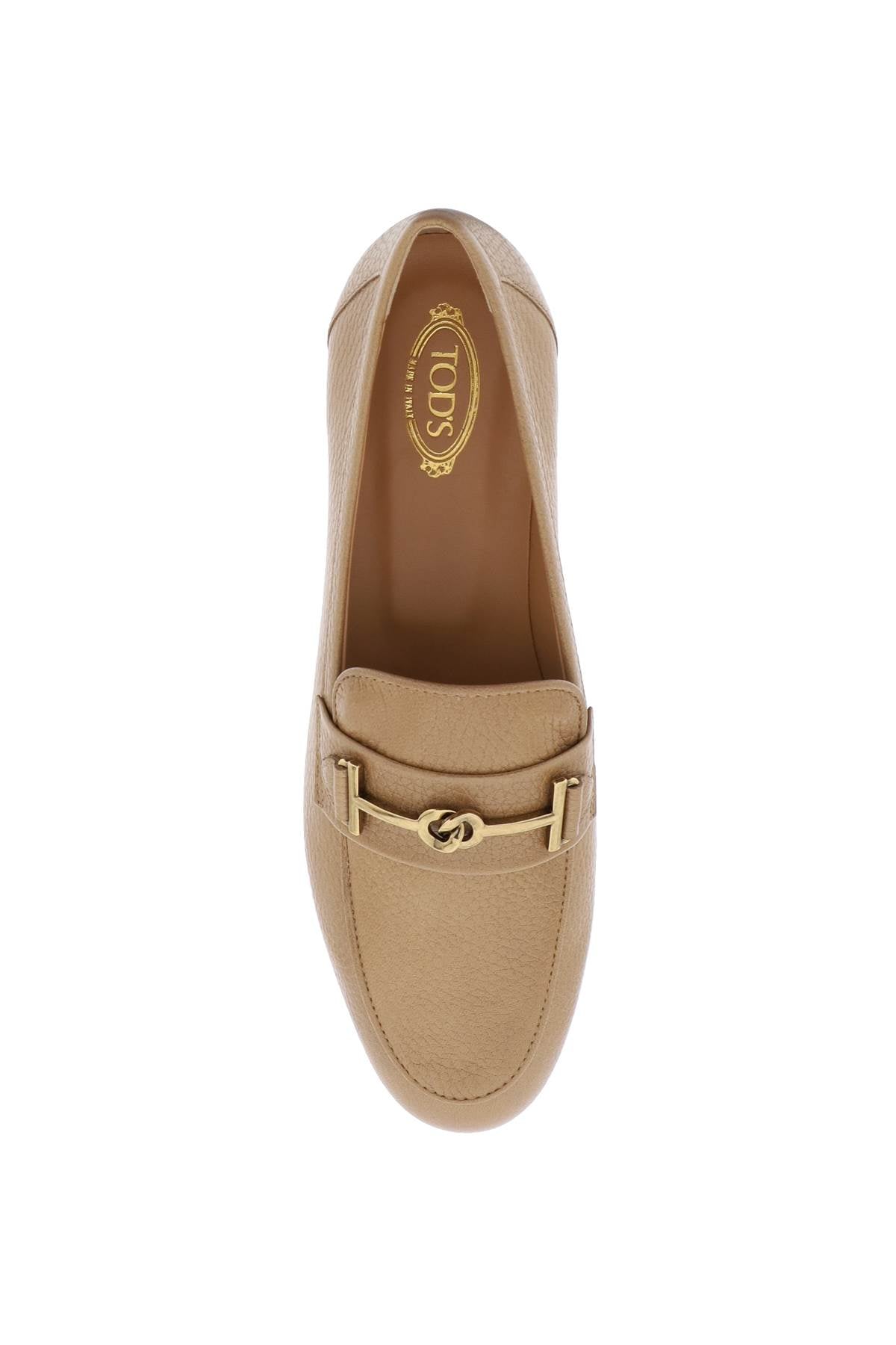 Tod's Leather Loafers With Bow   Beige