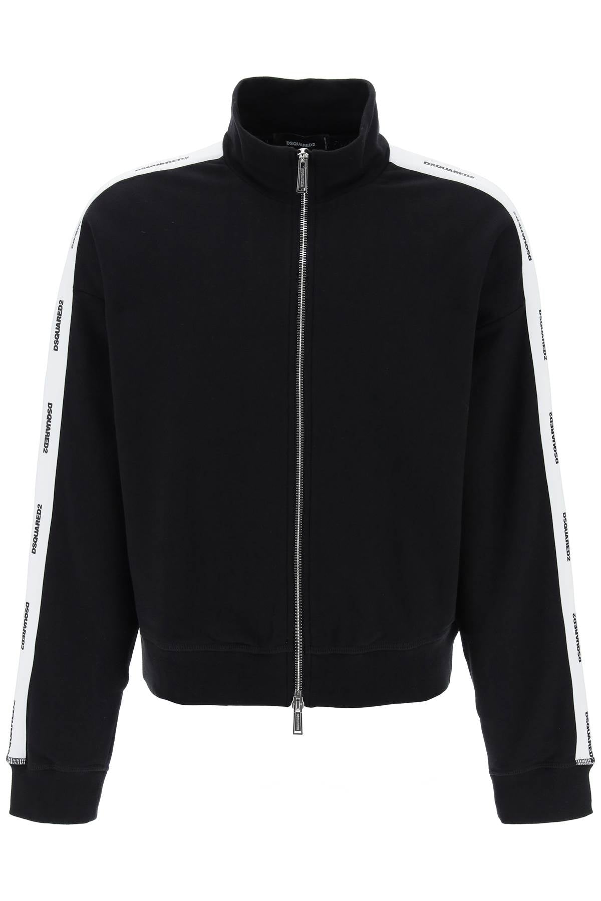 Dsquared2 Zip Up Sweatshirt With Logo Bands   Black