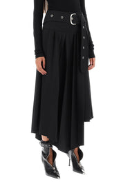 Off White Belted Tech Drill Pleated Skirt   Black