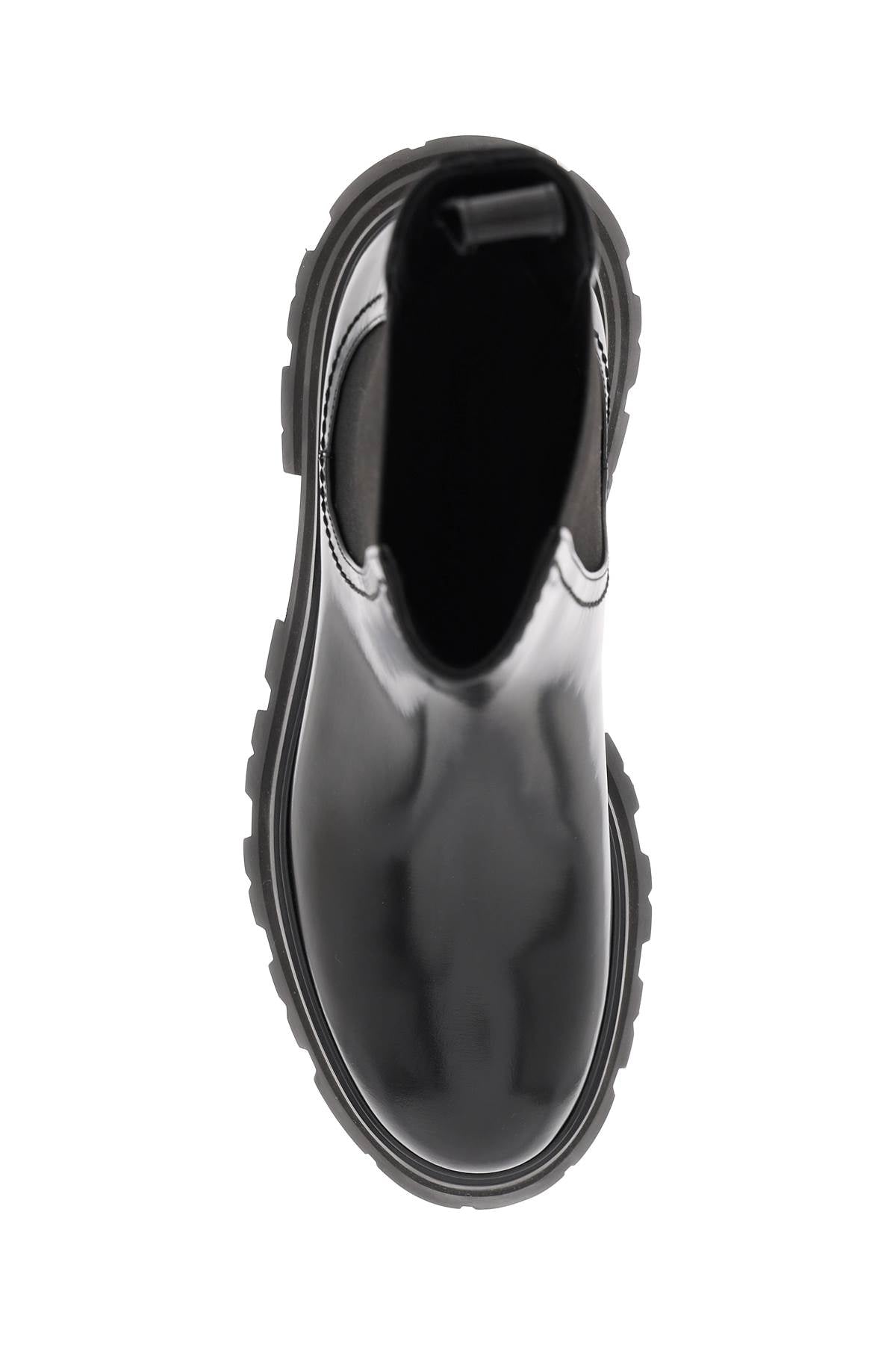 Alexander Mcqueen Shiny Leather Chelsea Boots   Black