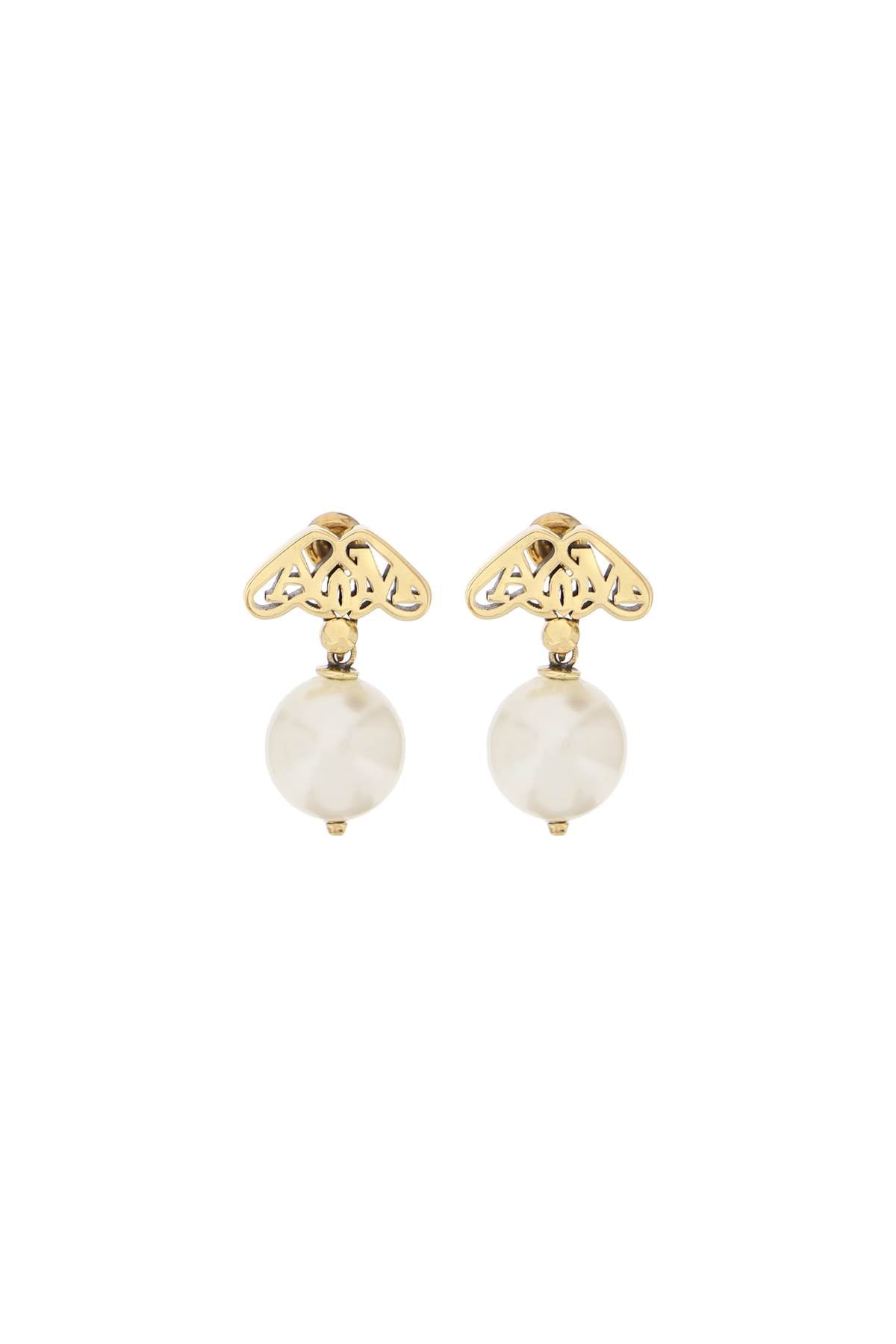 Alexander Mcqueen Pearl And Seal Earrings   White