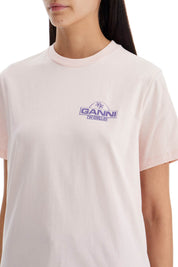 Ganni Printed Relaxed Fit T Shirt   Pink