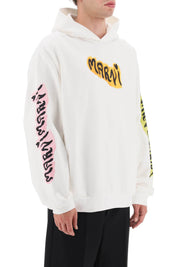 Marni Hoodie With Graffiti Print   White