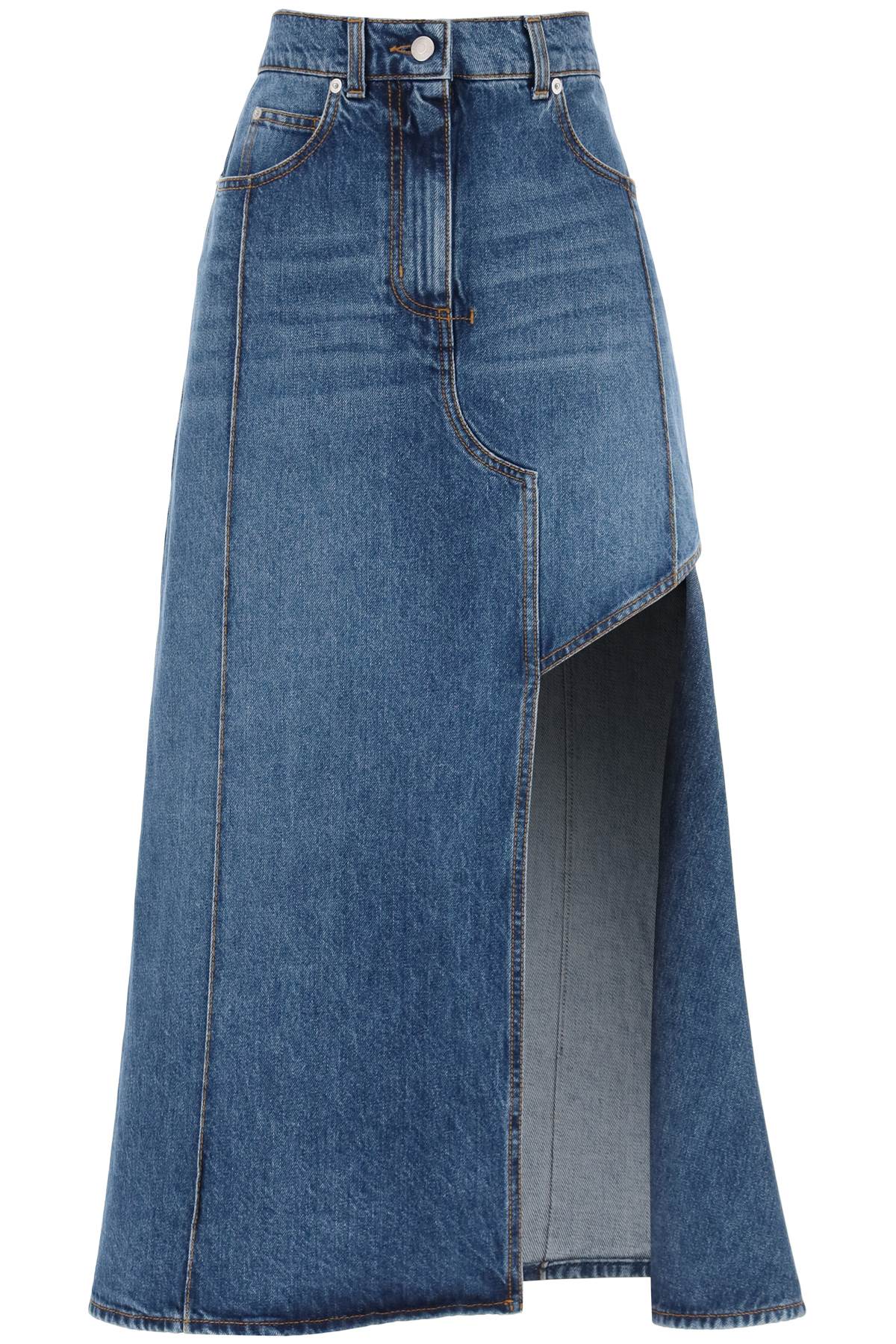 Alexander Mcqueen Denim Skirt With Cut Out   Blue