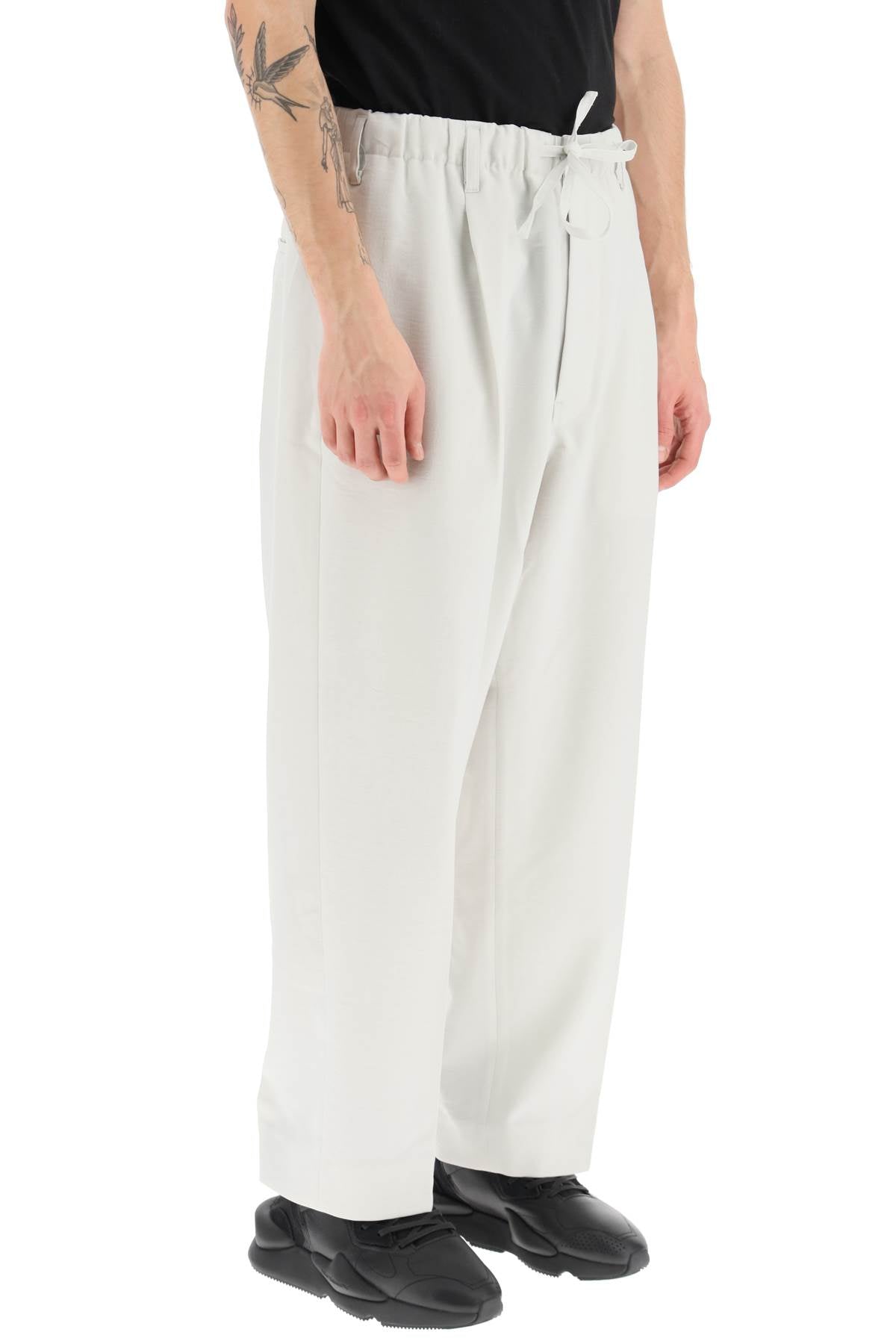 Y 3 Lightweight Twill Pants With Side Stripes   White