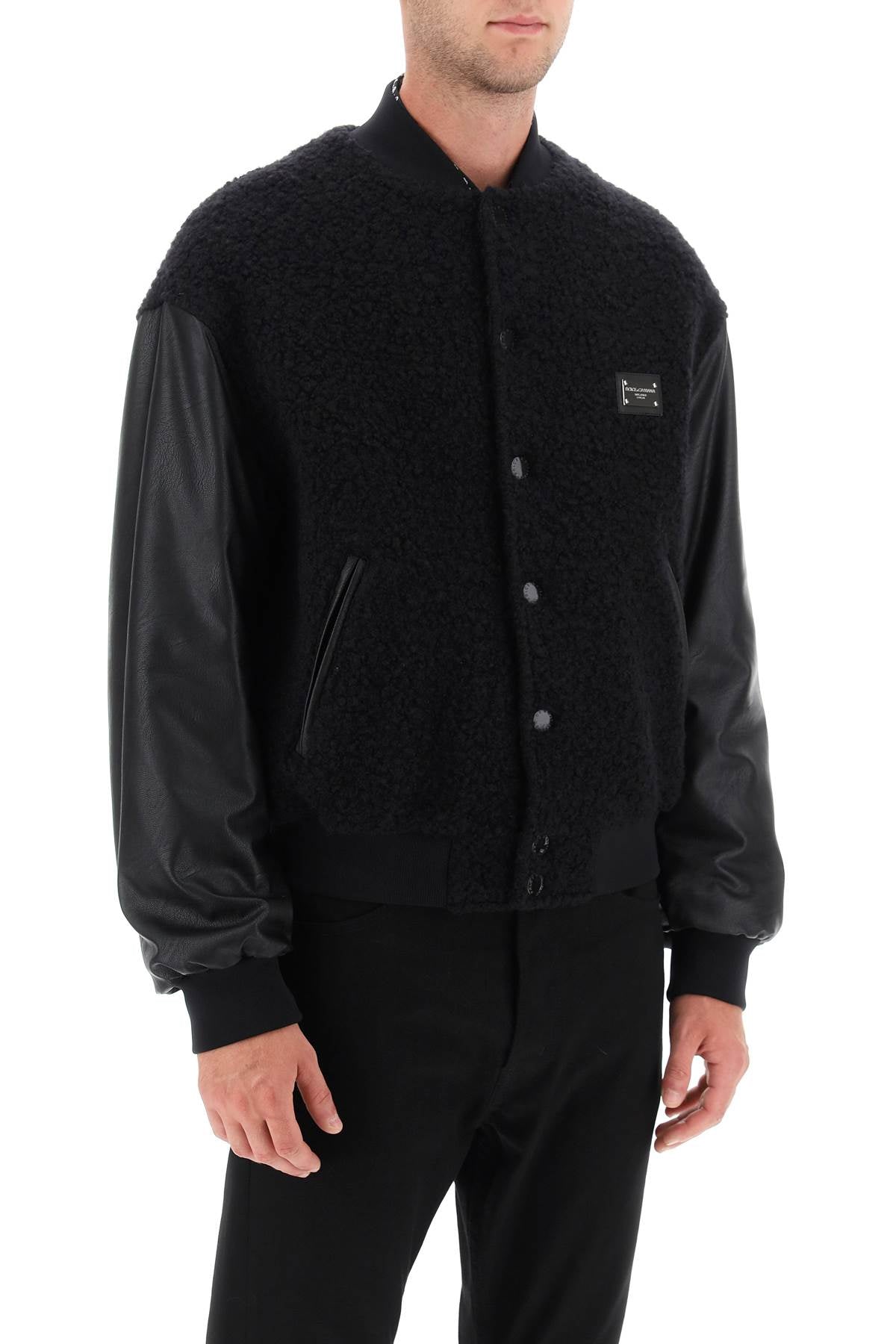 Dolce & Gabbana Wool Teddy Bomber Jacket   Black