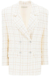 Alessandra Rich Oversized Tweed Jacket With Plaid Pattern   White