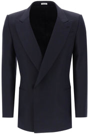 Alexander Mcqueen Wool And Mohair Double Breasted Blazer   Black