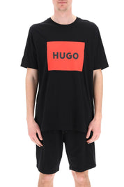 Hugo Dulive T Shirt With Logo Box   Black