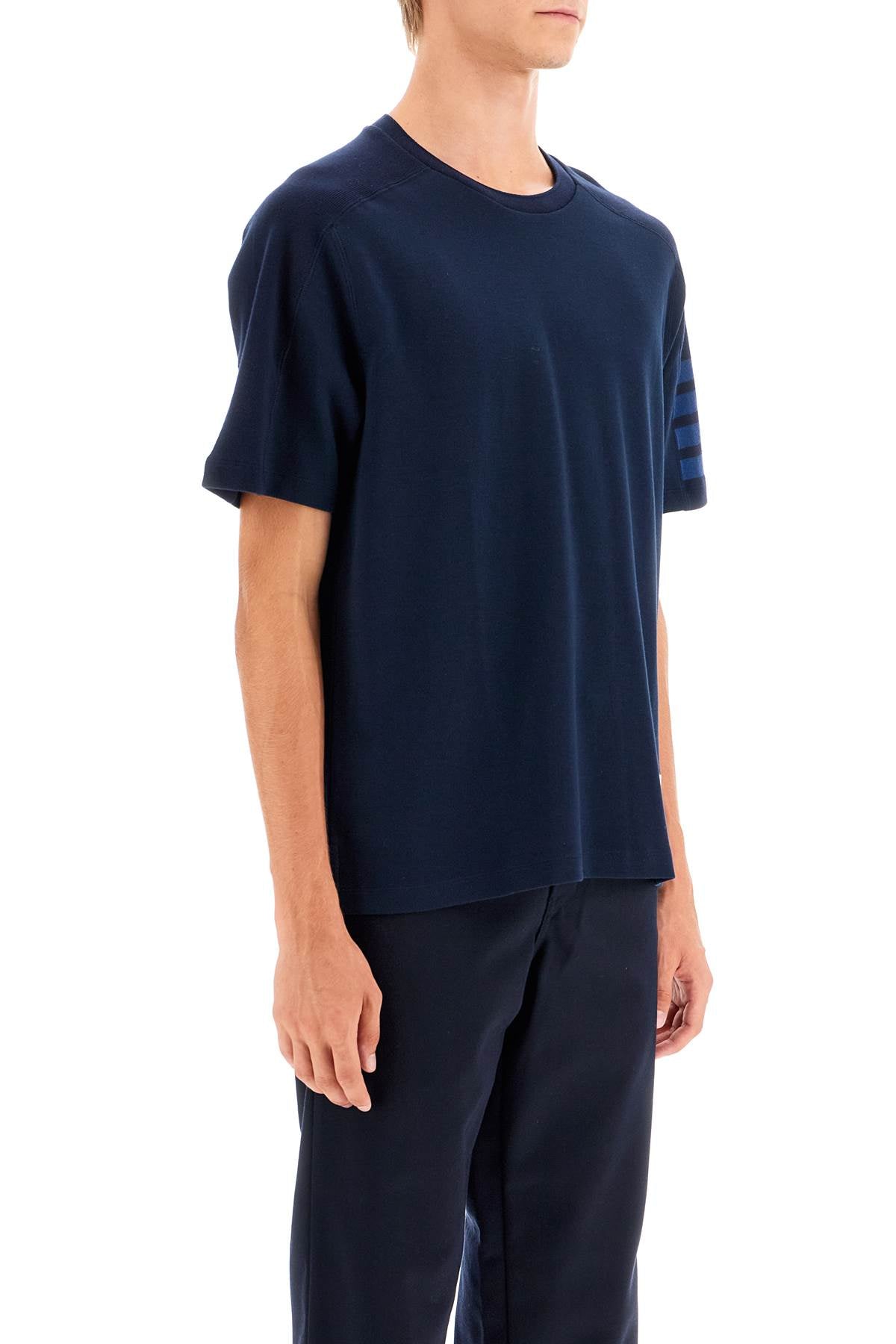 Thom Browne Round Neck 4 St   Blue