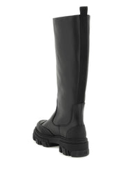 Ganni Tubular Leather Boots   Black