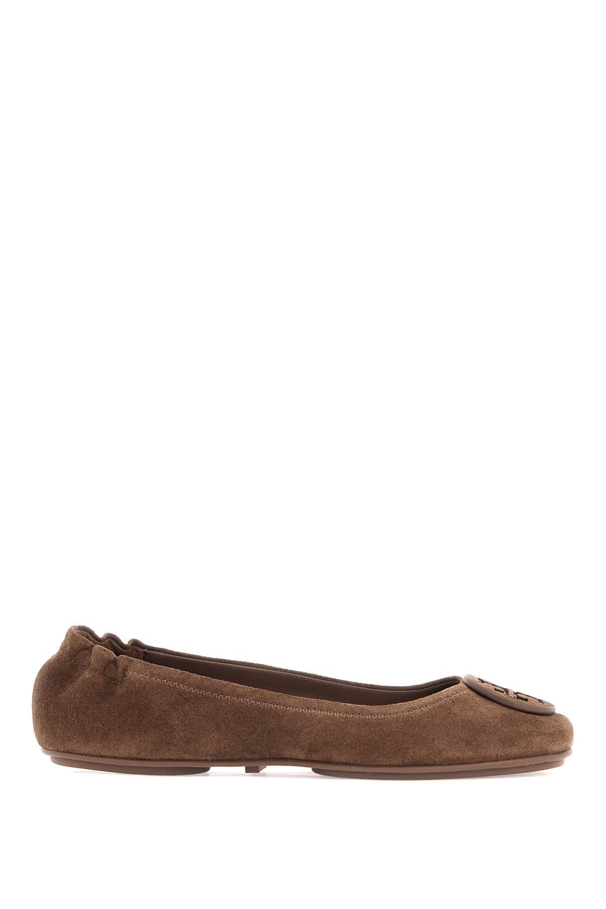 Tory Burch Suede Minnie Travel Ballet Flats   Brown