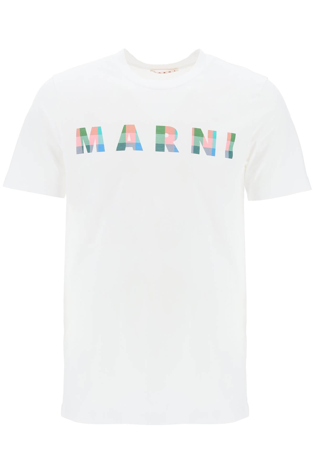 Marni Replace With Double Quotechecked Logo T Shirt With Square   White