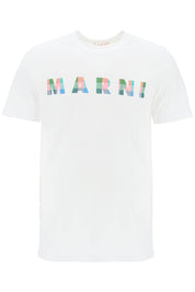 Marni Replace With Double Quotechecked Logo T Shirt With Square   White