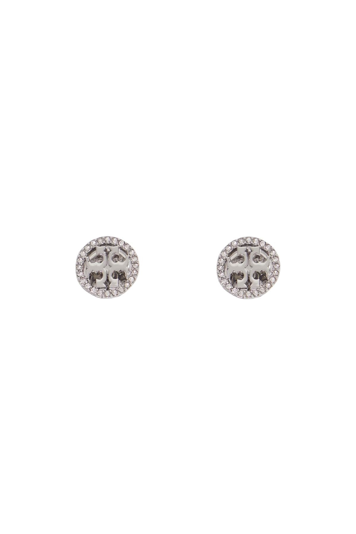 Tory Burch Miller Pavé Stud Earrings   Silver