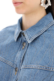 Rotate Denim Overshirt With Rhin   Blue