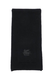 Etro Ribbed Wool Scarf   Black