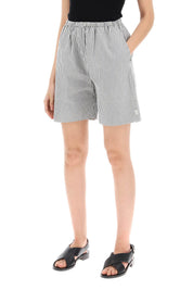 By Malene Birger Replace With Double Quotestriped Siona Organic Cotton Shortsreplace With Double Quote   Blue