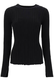 Loulou Studio Evie Ribbed Crew Neck Sweater   Black