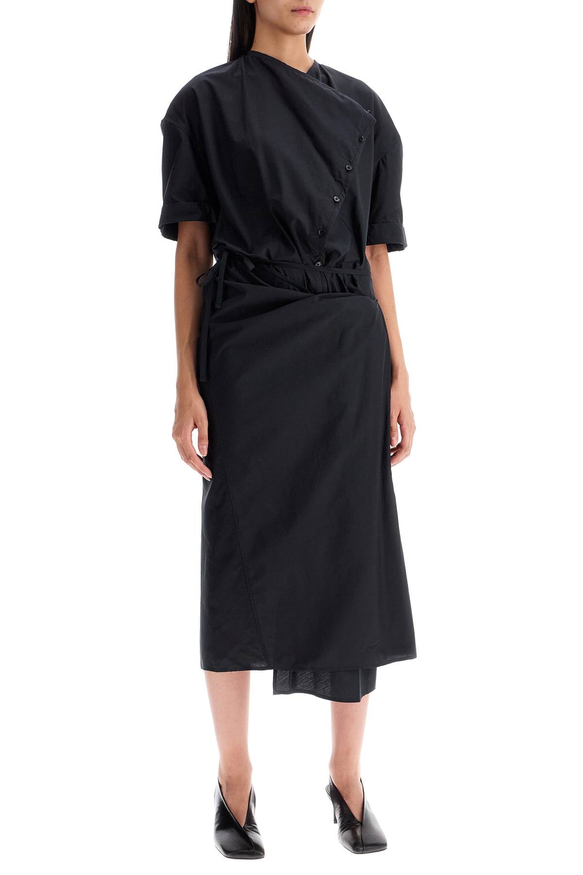 Lemaire Asymmetric Button Down Chemisier   Black