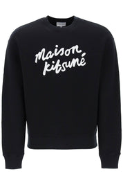 Maison Kitsune Crewneck Sweatshirt With Logo   Black