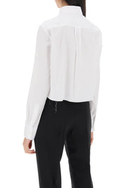 Homme Girls Cotton Twill Cropped Shirt   White