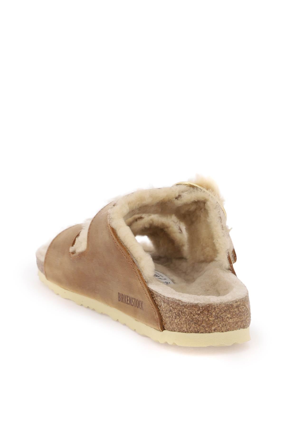 Birkenstock Arizona Big Buckle Mules In Shearling   Brown