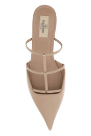 Valentino Garavani Smooth Leather Rockstud Wispy Mules   Neutral