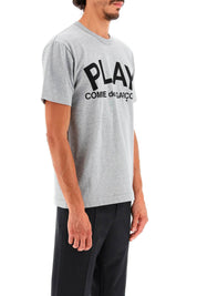 Comme Des Garcons Play T Shirt With Play Print   Grey