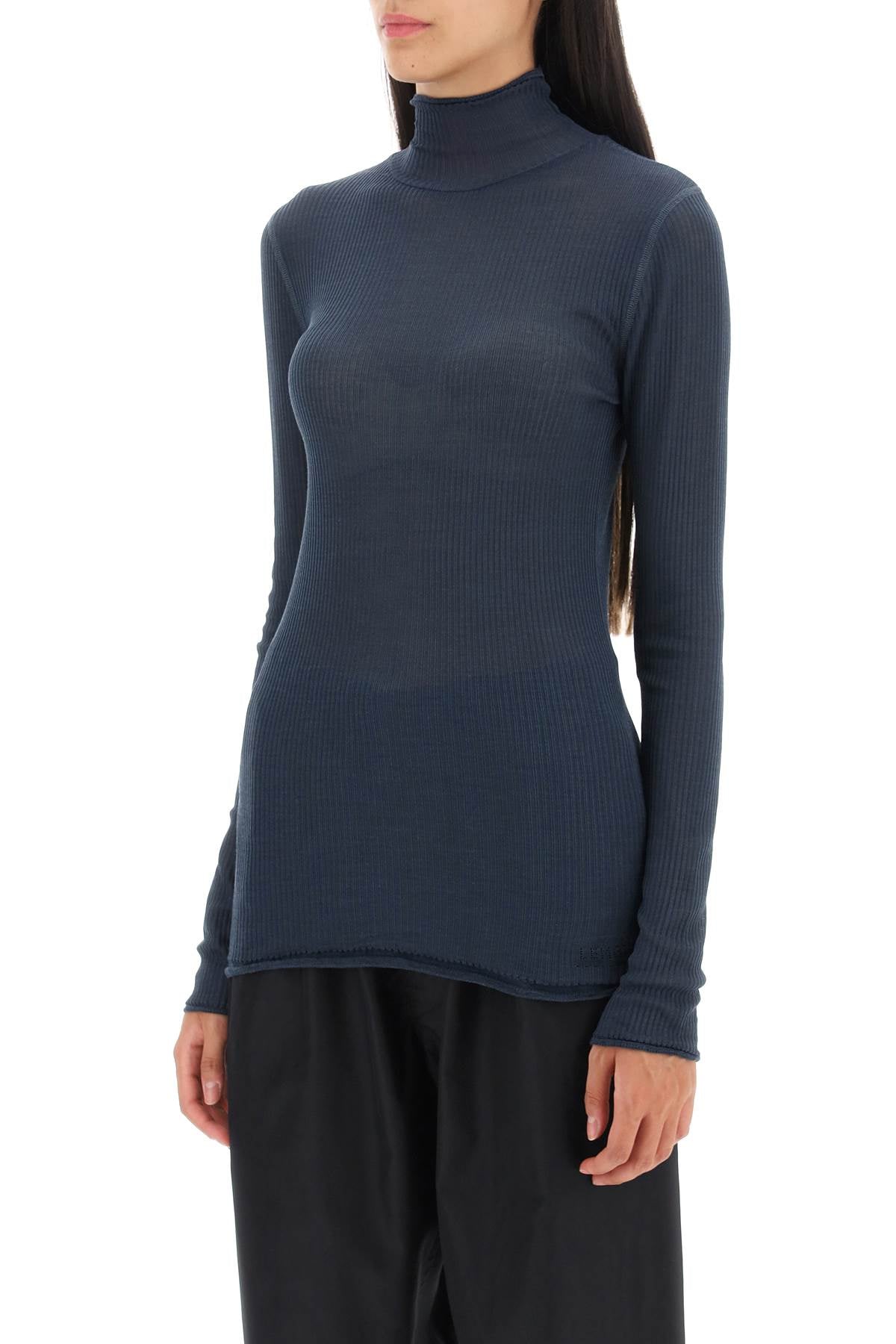 Lemaire Seamless Silk Turtleneck Sweater   Blue