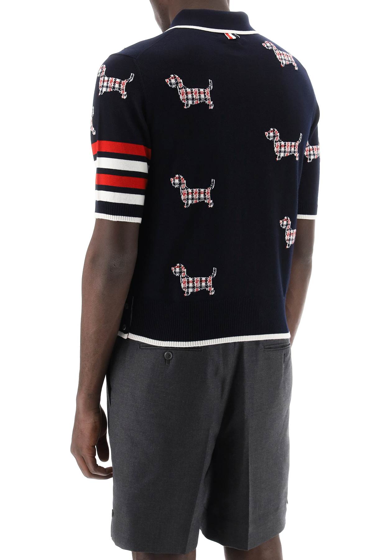 Thom Browne Hector Knitted Polo Shirt   Blue